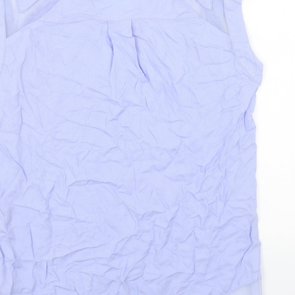Warehouse Womens Blue Viscose Basic Blouse Size 12 V-Neck