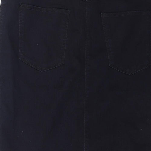 Marks and Spencer Womens Blue Cotton Straight & Pencil Skirt Size 10 Button