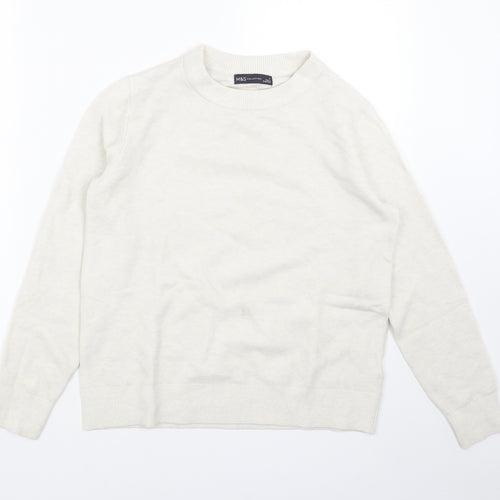 Marks and Spencer Womens White Round Neck Acrylic Pullover Jumper Size S