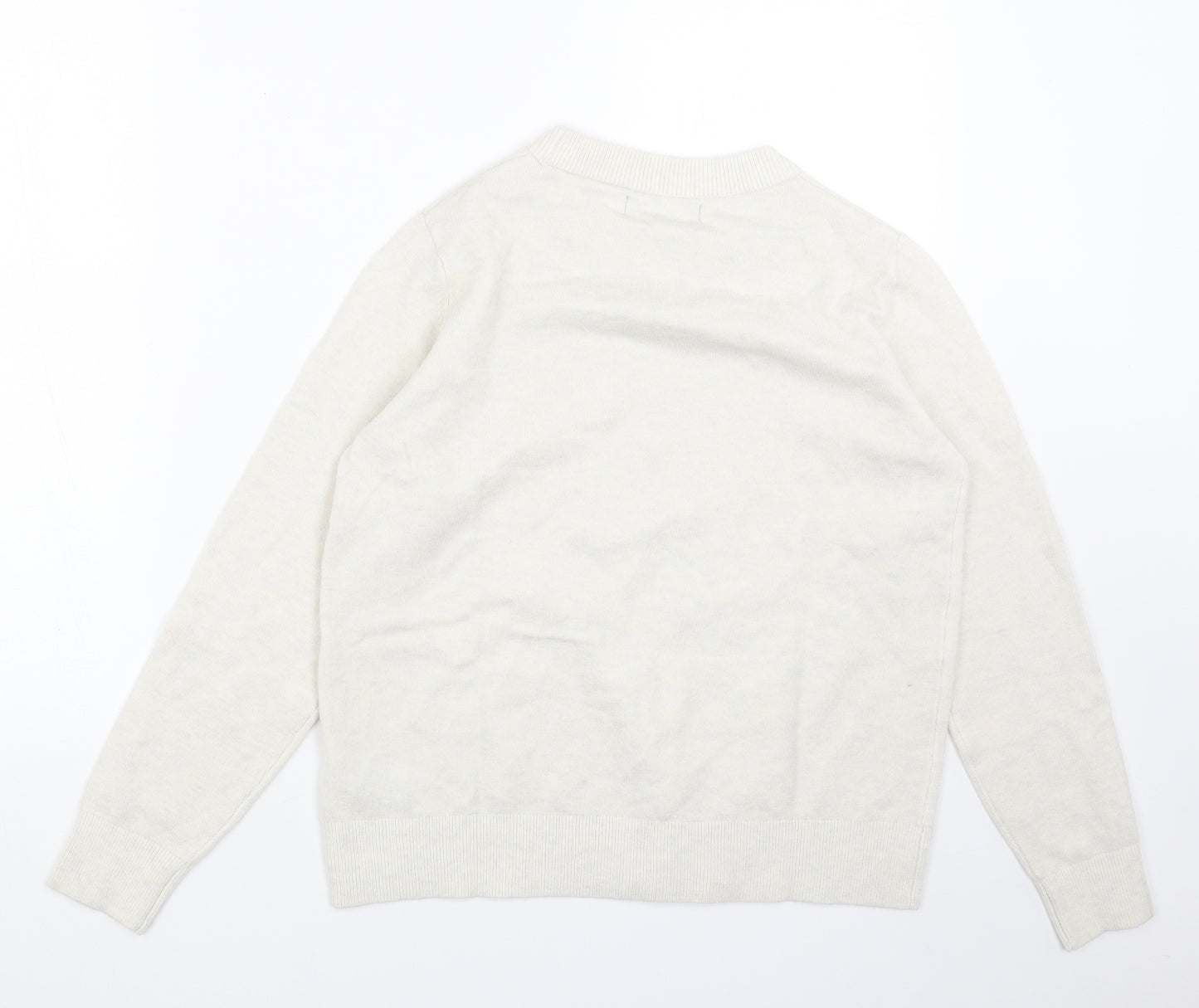 Marks and Spencer Womens White Round Neck Acrylic Pullover Jumper Size S