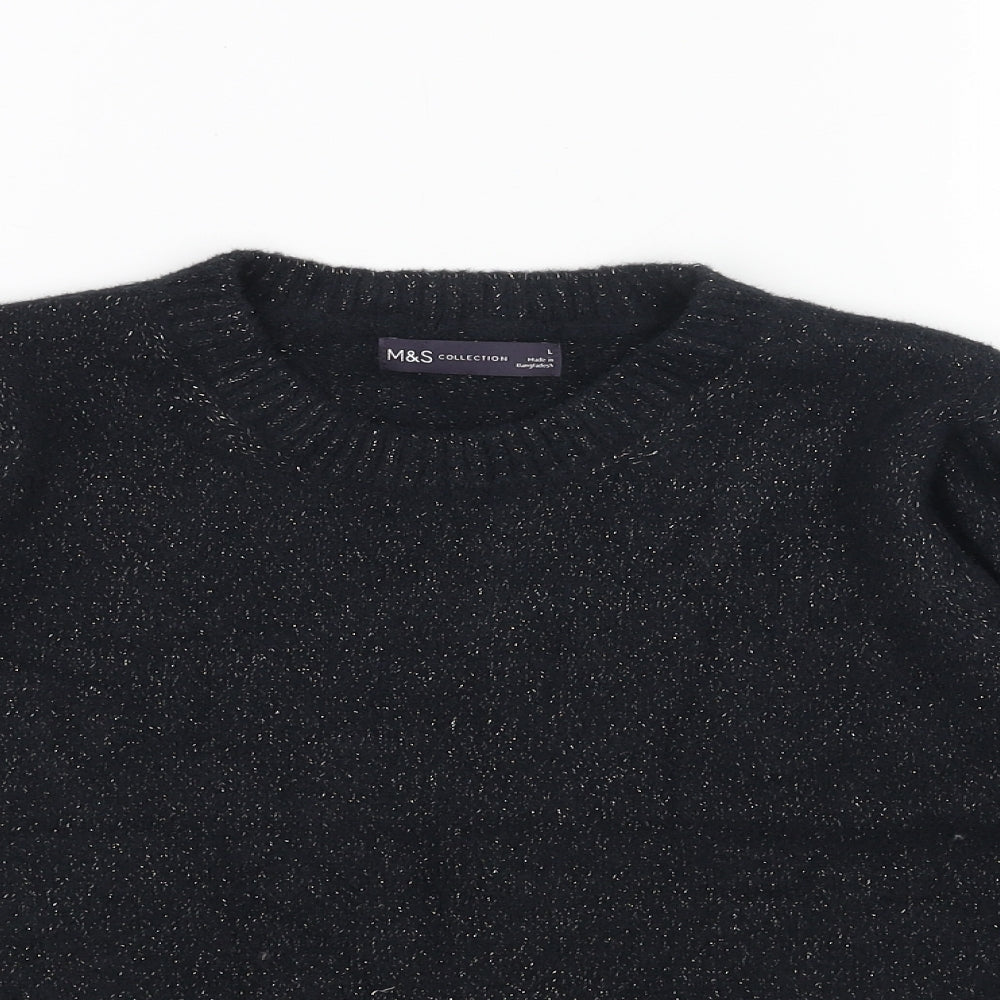 Marks and Spencer Womens Blue Round Neck Viscose Pullover Jumper Size L