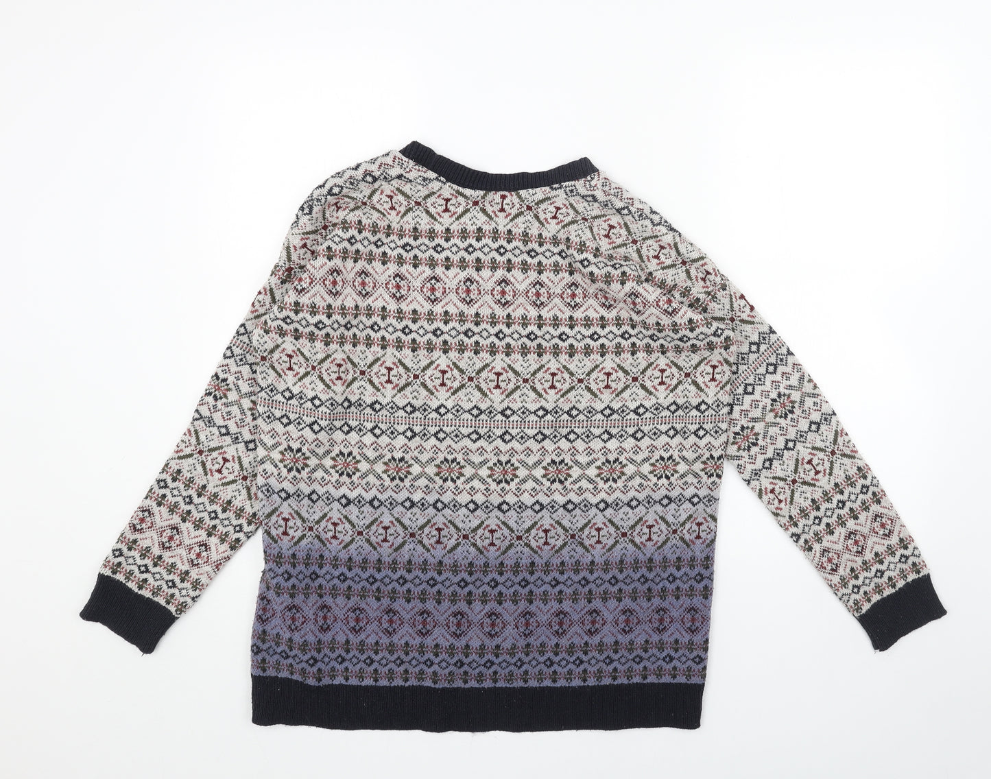 Preworn Mens Blue Round Neck Fair Isle Acrylic Pullover Jumper Size XS Long Sleeve