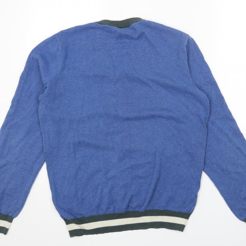 BDG Mens Blue V-Neck Acrylic Pullover Jumper Size M Long Sleeve