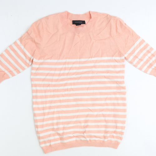 Atmosphere Womens Pink Round Neck Striped Viscose Pullover Jumper Size 8