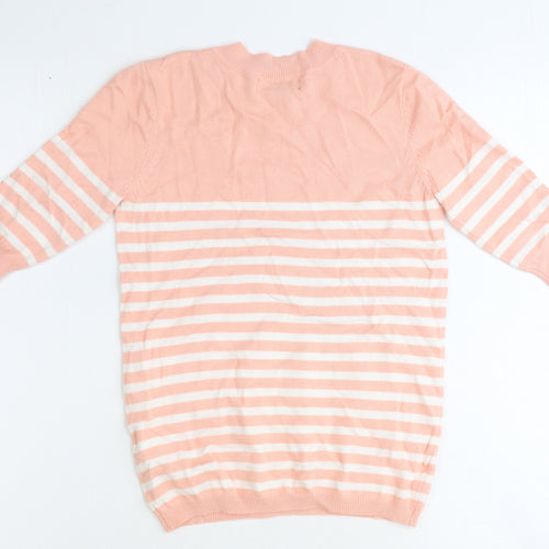 Atmosphere Womens Pink Round Neck Striped Viscose Pullover Jumper Size 8