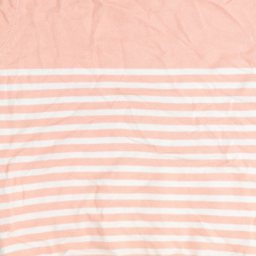 Atmosphere Womens Pink Round Neck Striped Viscose Pullover Jumper Size 8