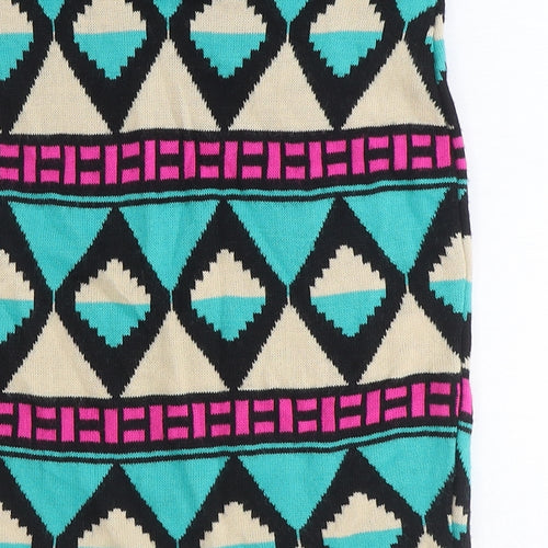 Miss Selfridge Womens Multicoloured Geometric Acrylic Bandage Skirt Size 8