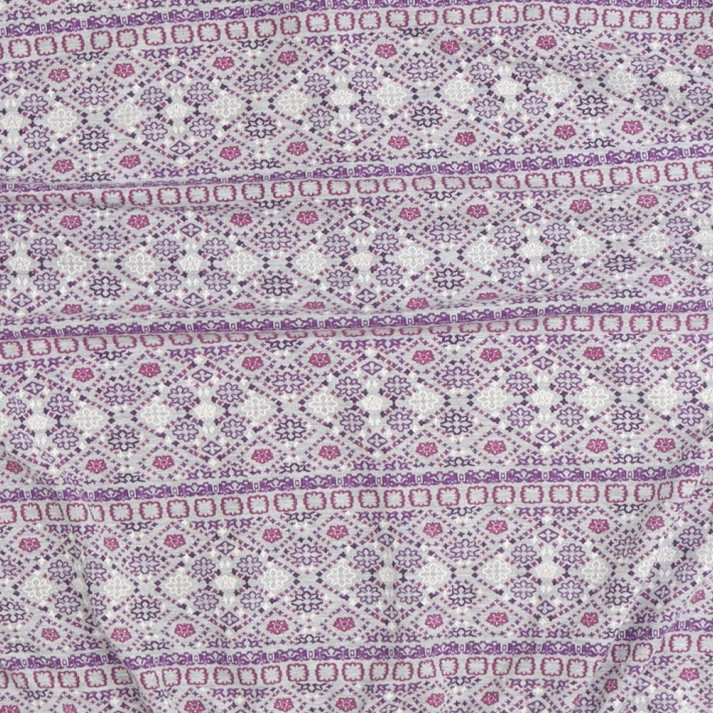 Bonmarché Womens Purple Geometric Polyester Basic Blouse Size 18 Round Neck