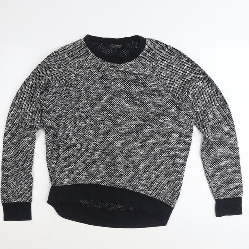 Topshop Womens Black Scoop Neck Polyester Pullover Jumper Size 6