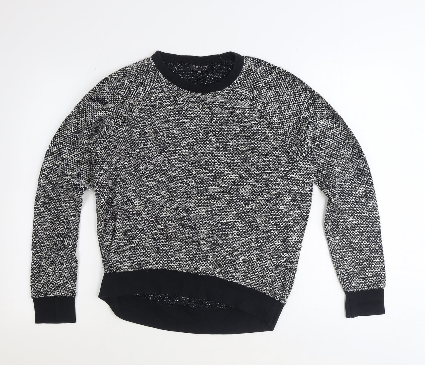Topshop Womens Black Scoop Neck Polyester Pullover Jumper Size 6