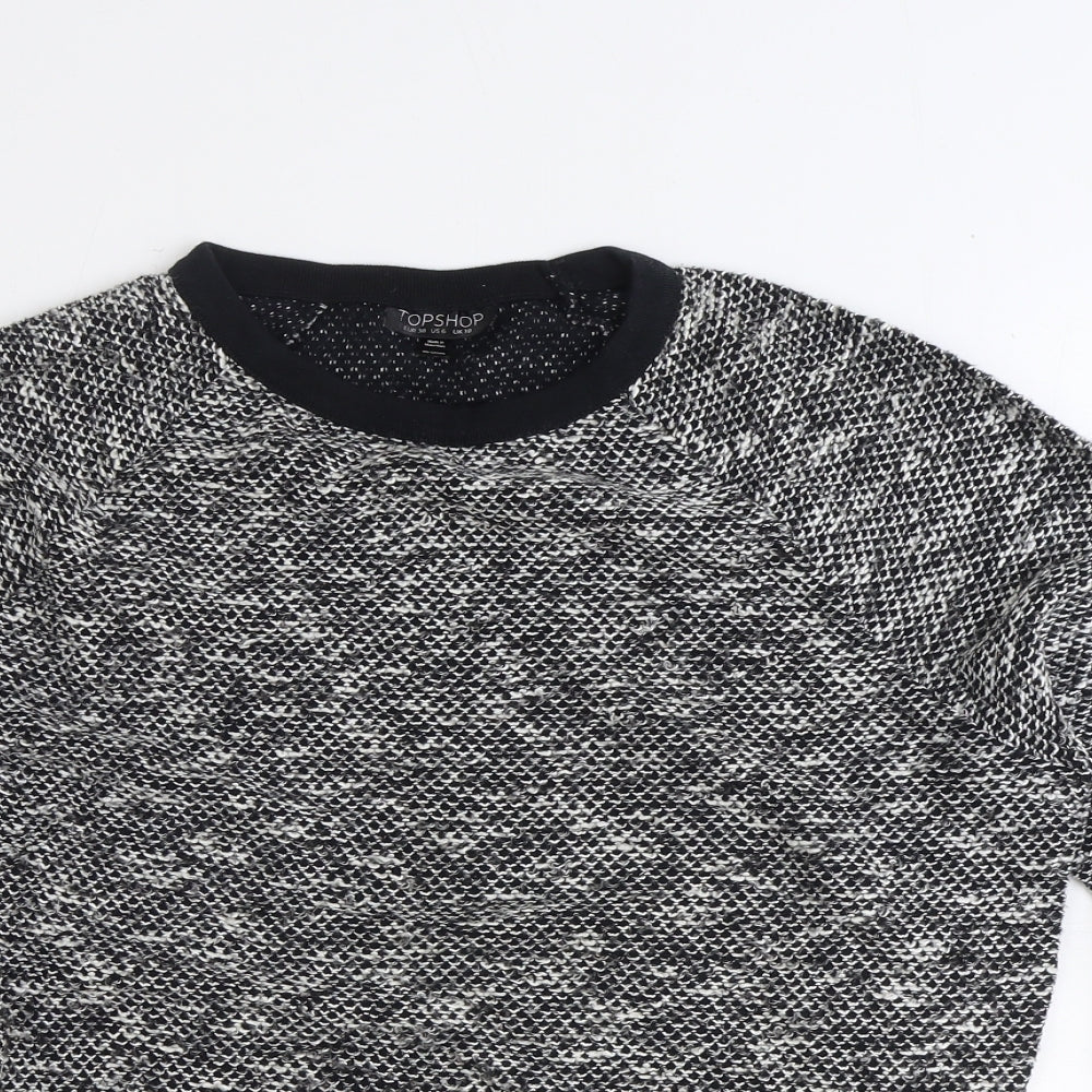 Topshop Womens Black Scoop Neck Polyester Pullover Jumper Size 6