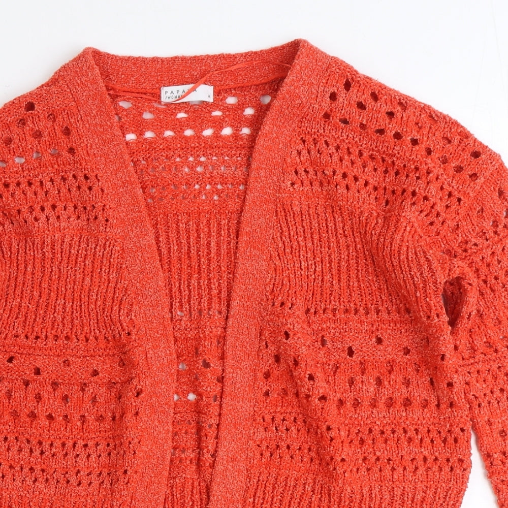 Papaya Womens Red V-Neck Polyester Cardigan Jumper Size M