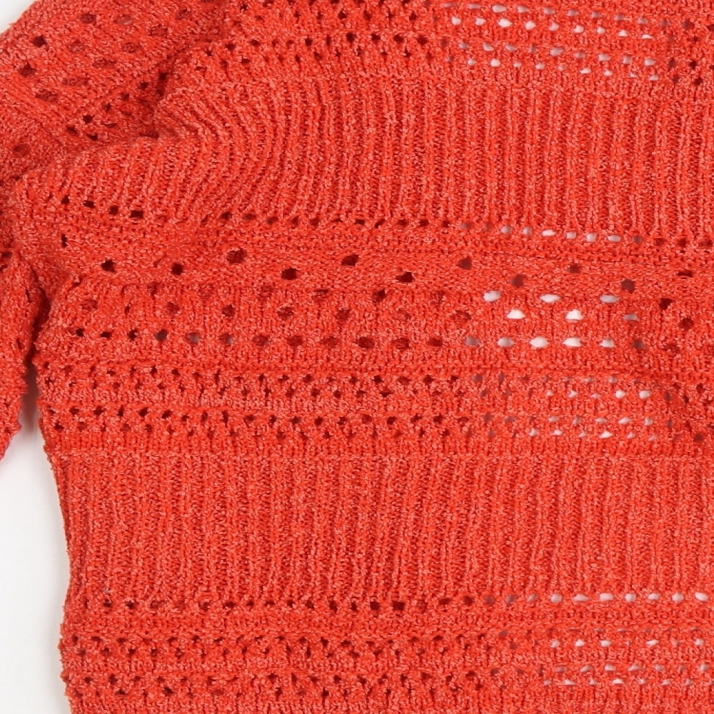 Papaya Womens Red V-Neck Polyester Cardigan Jumper Size M