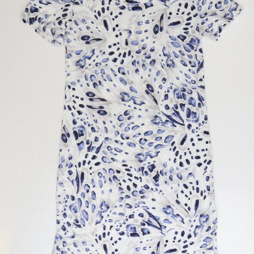 Marks and Spencer Womens Beige Geometric Cotton T-Shirt Dress Size XS Round Neck Pullover