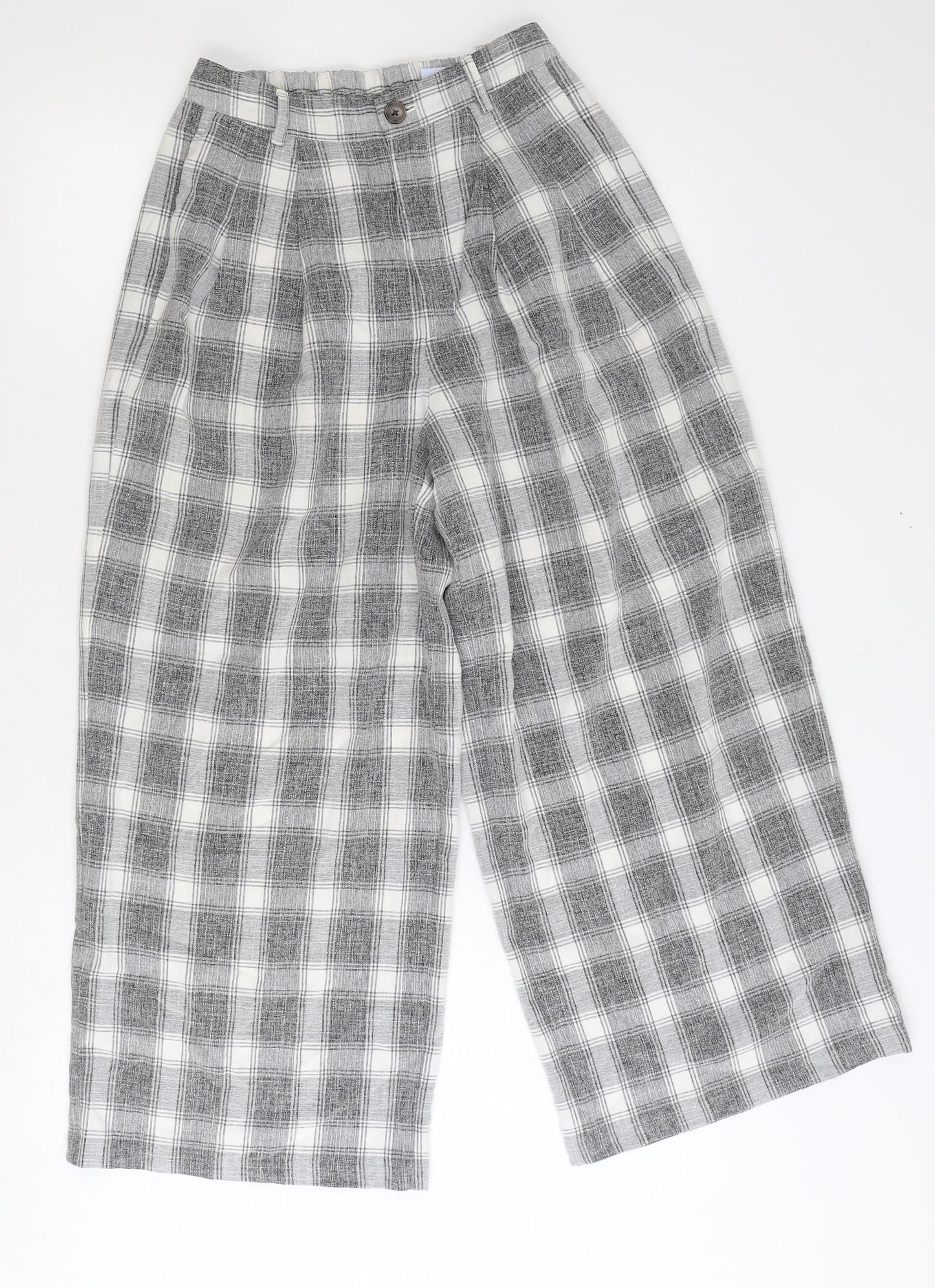 Blue Rinse Vintage Womens Grey Plaid Polyester Trousers Size S Regular Zip