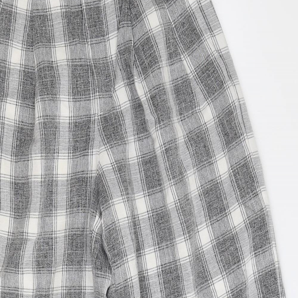 Blue Rinse Vintage Womens Grey Plaid Polyester Trousers Size S Regular Zip