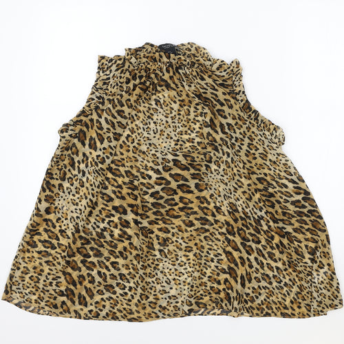 Rachel Zoe Womens Brown Animal Print Polyester Basic Tank Size S Round Neck - Leopard Print