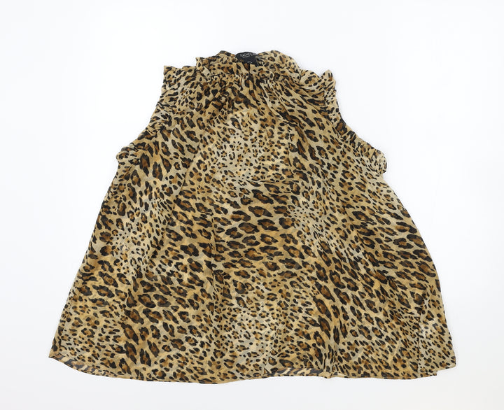 Rachel Zoe Womens Brown Animal Print Polyester Basic Tank Size S Round Neck - Leopard Print