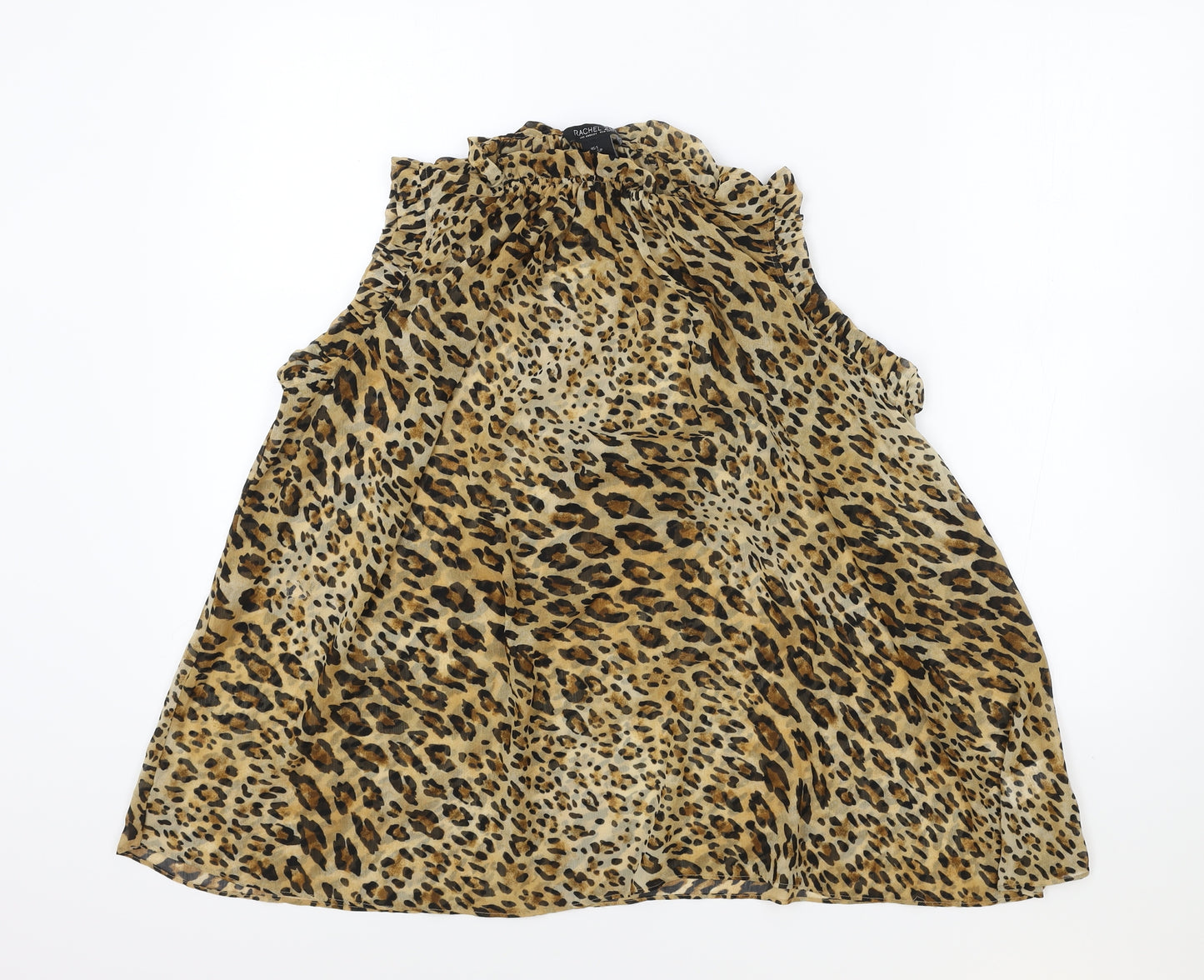 Rachel Zoe Womens Brown Animal Print Polyester Basic Tank Size S Round Neck - Leopard Print