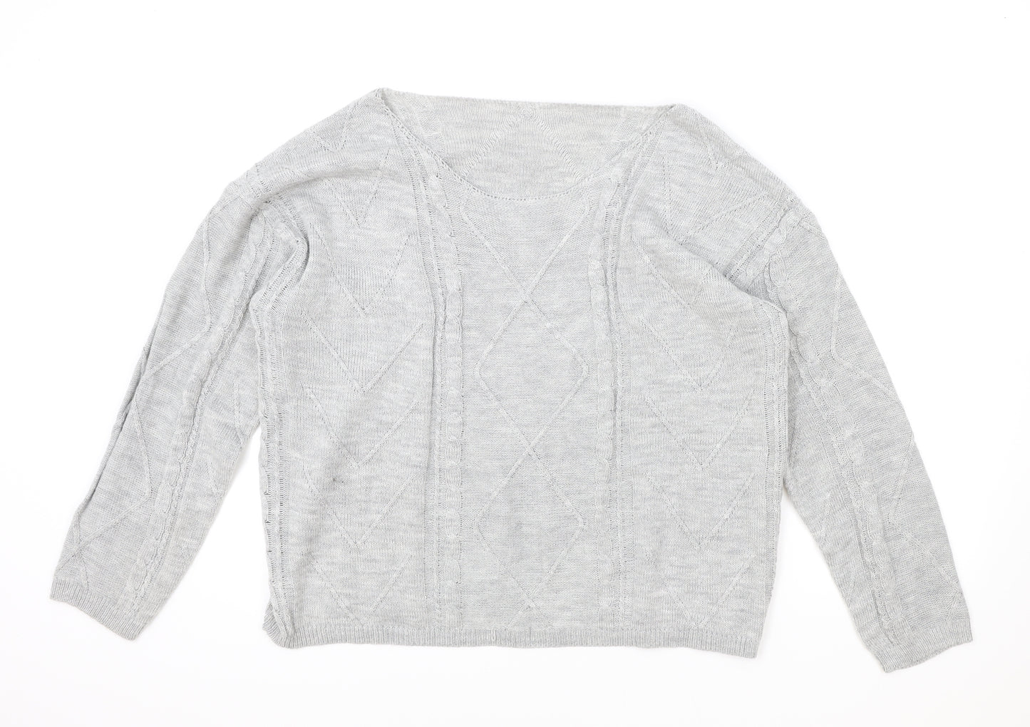 SheIn Womens Grey Scoop Neck Acrylic Pullover Jumper Size XL
