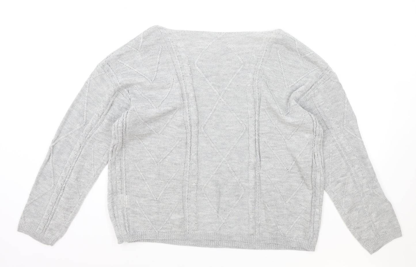 SheIn Womens Grey Scoop Neck Acrylic Pullover Jumper Size XL