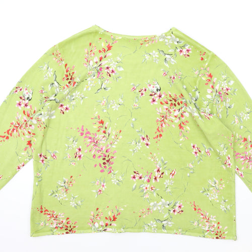 Bonmarché Womens Green Scoop Neck Geometric Acrylic Pullover Jumper Size 26