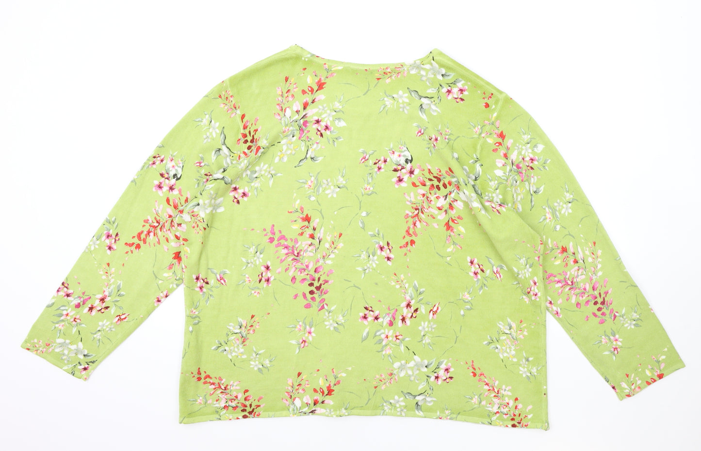Bonmarché Womens Green Scoop Neck Geometric Acrylic Pullover Jumper Size 26