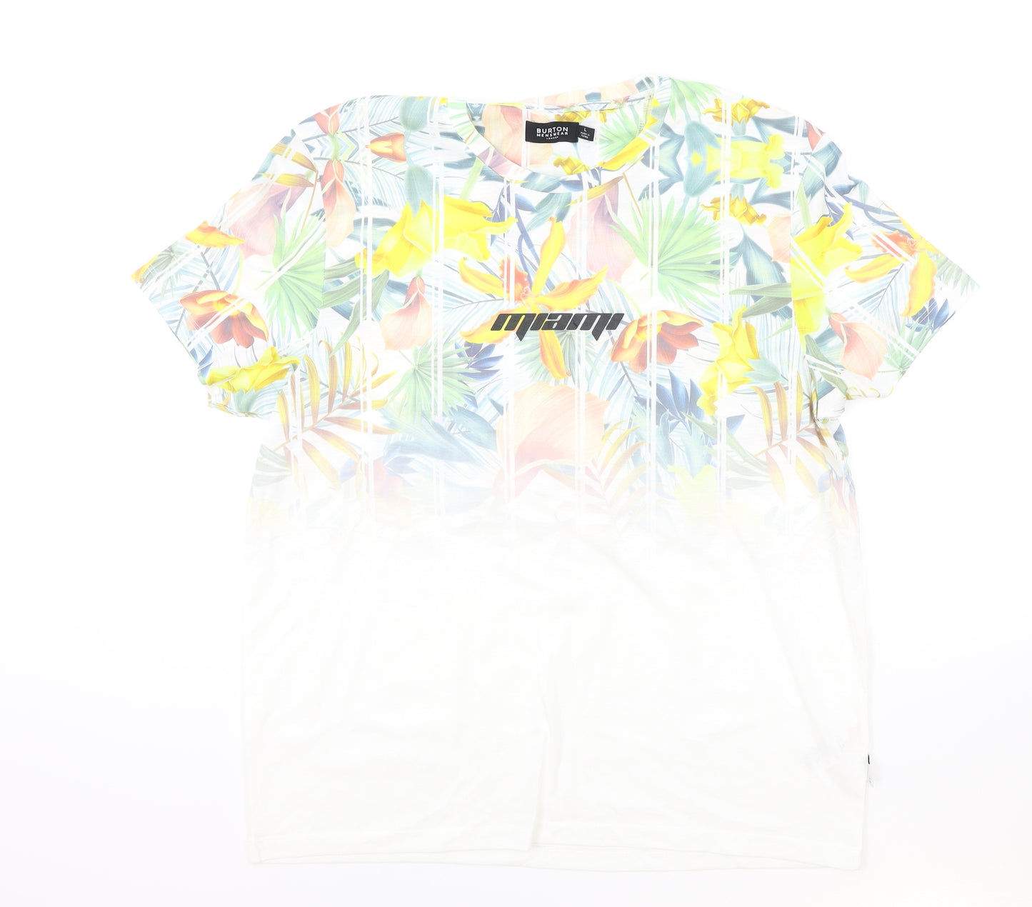 Burton Mens White Polyester T-Shirt Size L Round Neck