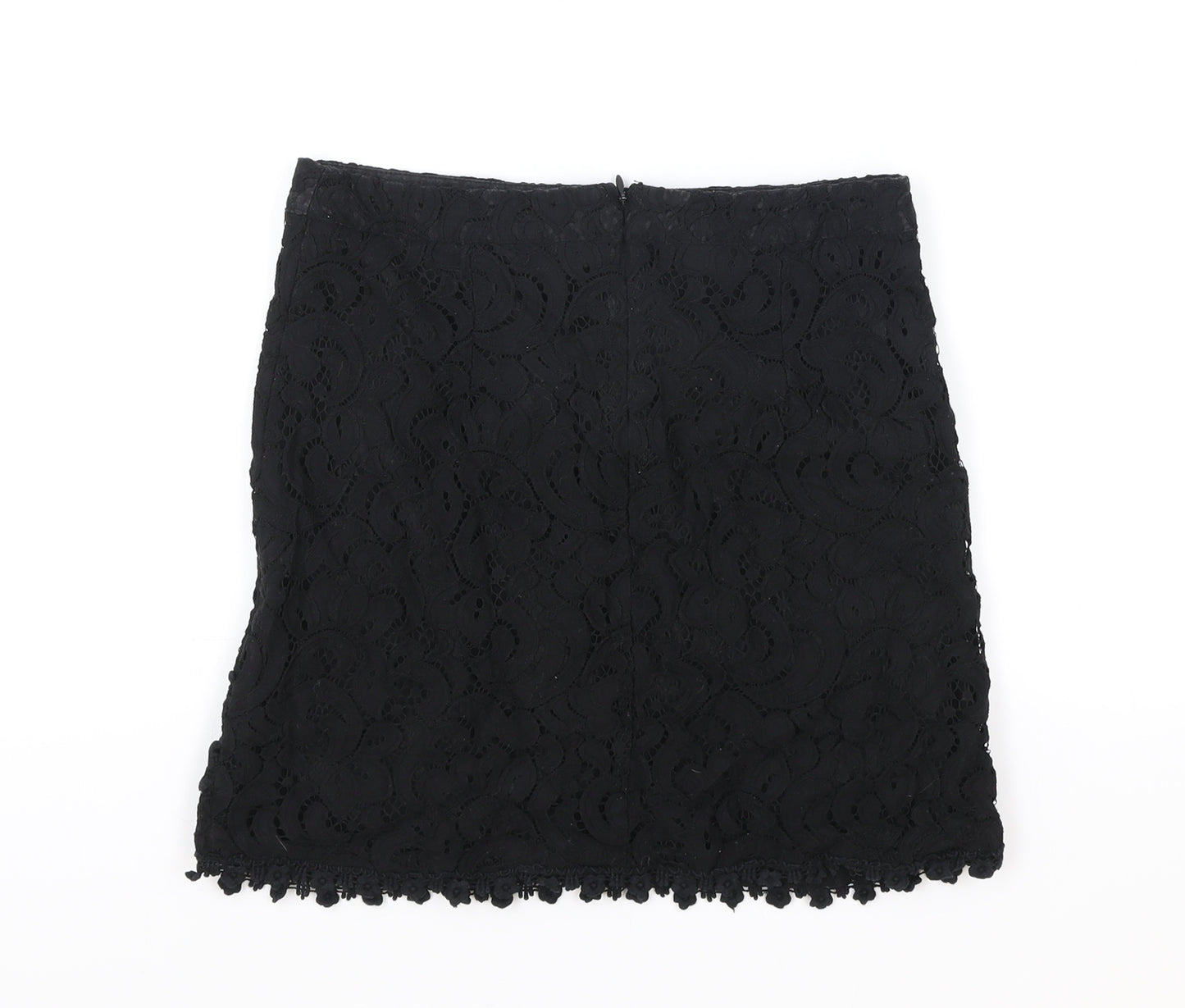 Topshop Womens Black Geometric Polyester Straight & Pencil Skirt Size 8 Zip