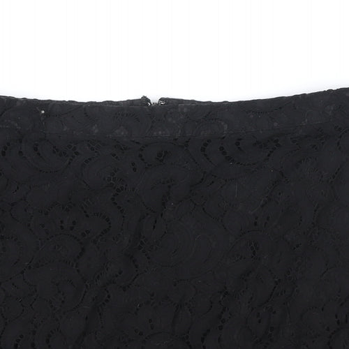 Topshop Womens Black Geometric Polyester Straight & Pencil Skirt Size 8 Zip