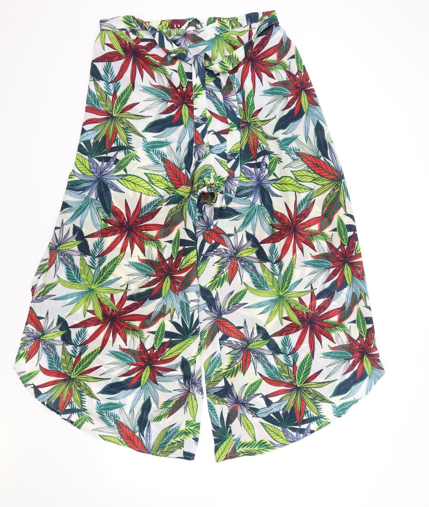 TU Womens Multicoloured Floral Polyester Trousers Size 16 Regular Tie