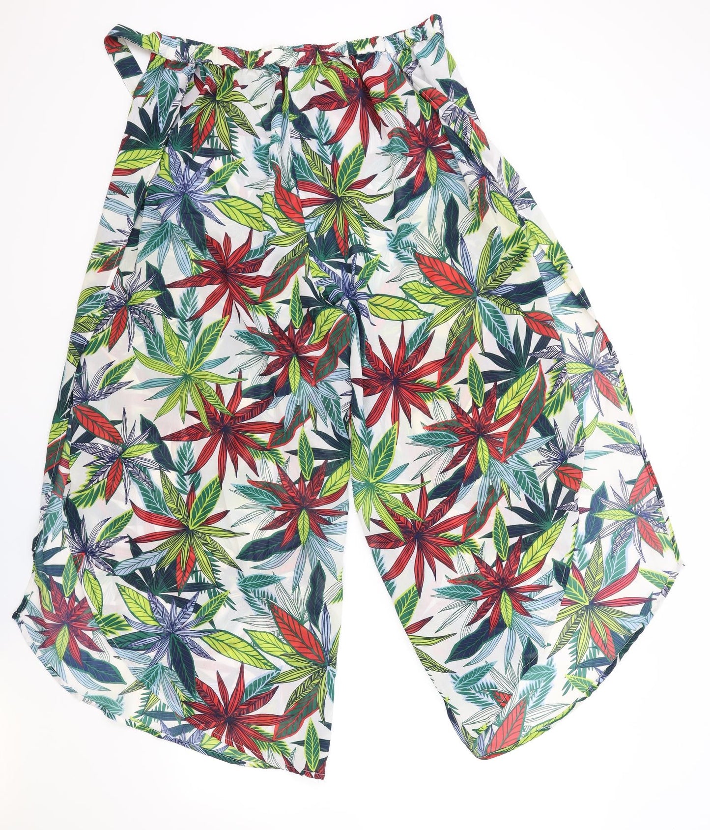 TU Womens Multicoloured Floral Polyester Trousers Size 16 Regular Tie