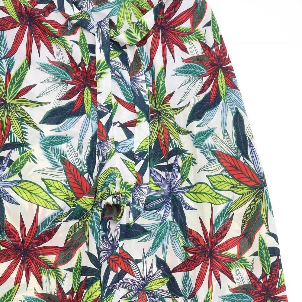 TU Womens Multicoloured Floral Polyester Trousers Size 16 Regular Tie