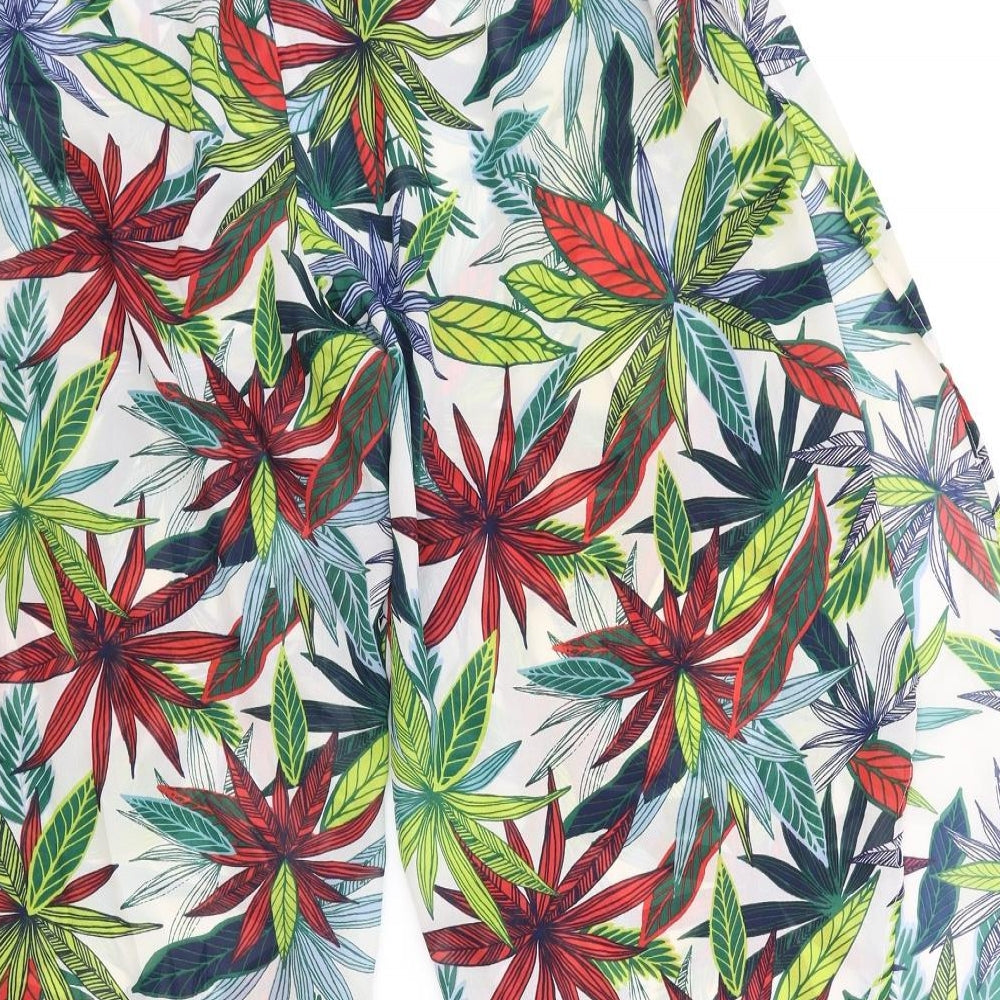 TU Womens Multicoloured Floral Polyester Trousers Size 16 Regular Tie
