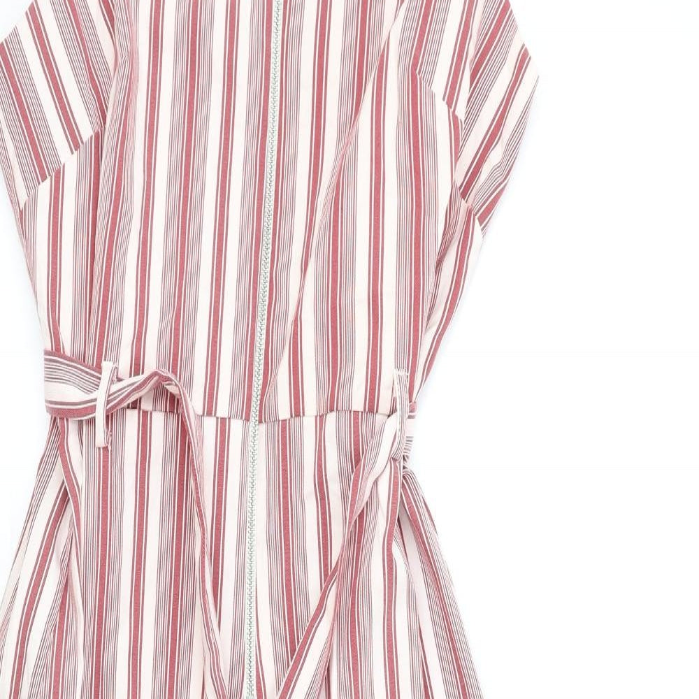 Miss Selfridge Womens Red Striped Polyester Jumpsuit One-Piece Size 16 Zip
