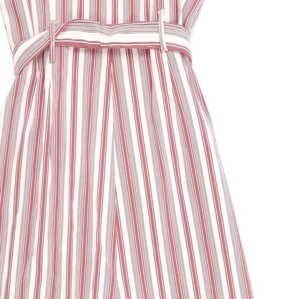 Miss Selfridge Womens Red Striped Polyester Jumpsuit One-Piece Size 16 Zip