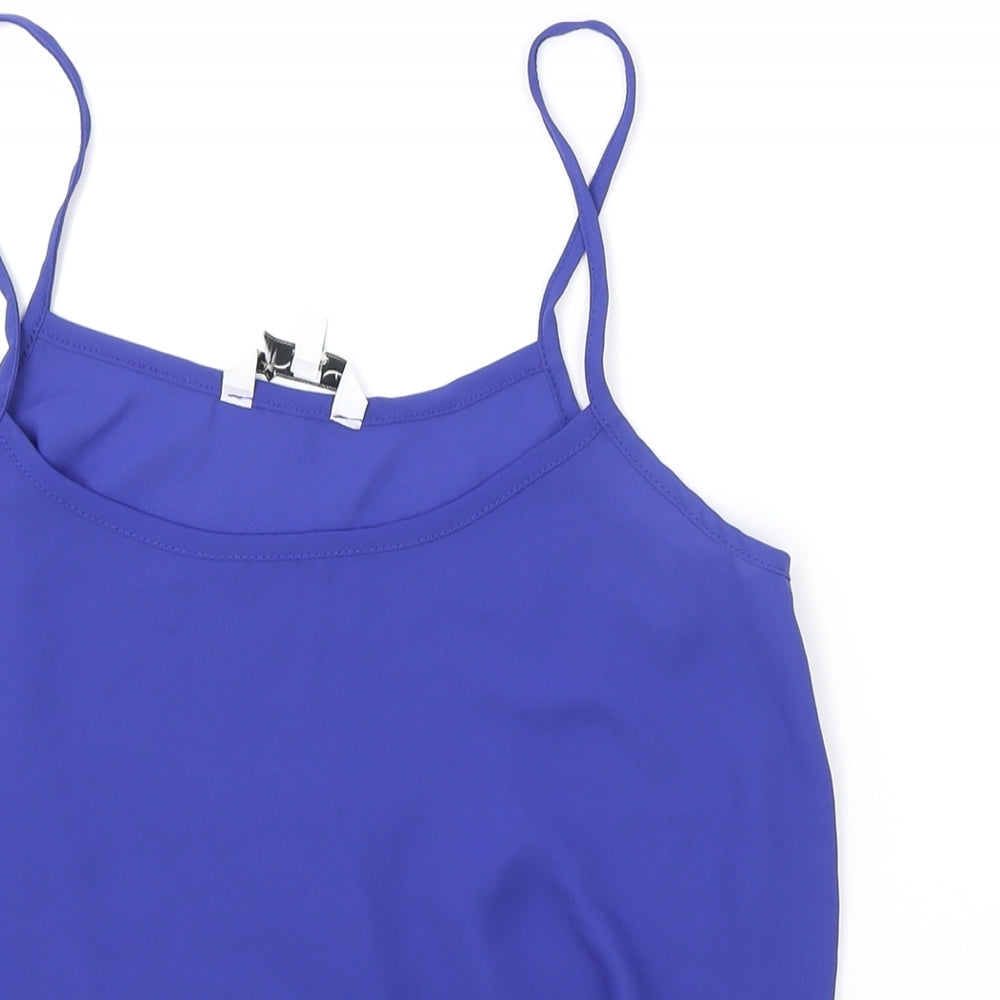 New Look Womens Blue Polyester Basic Tank Size 10 Round Neck