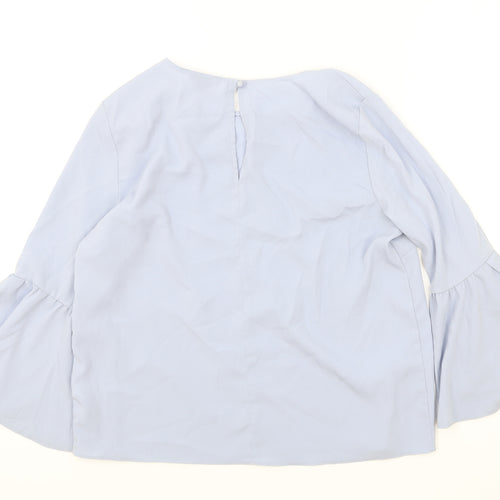 Topshop Womens Blue Polyester Basic Blouse Size 12 Round Neck