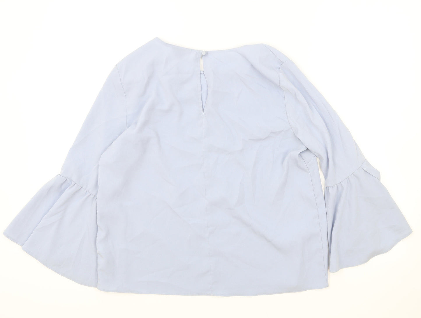 Topshop Womens Blue Polyester Basic Blouse Size 12 Round Neck