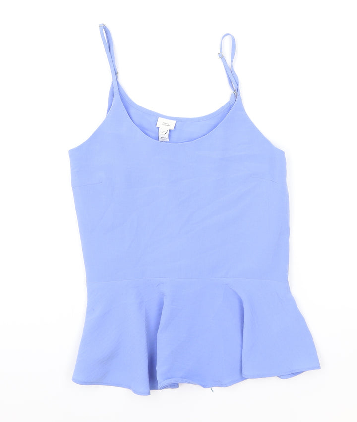 River Island Womens Blue Polyester Camisole Tank Size 6 Scoop Neck - Peplum