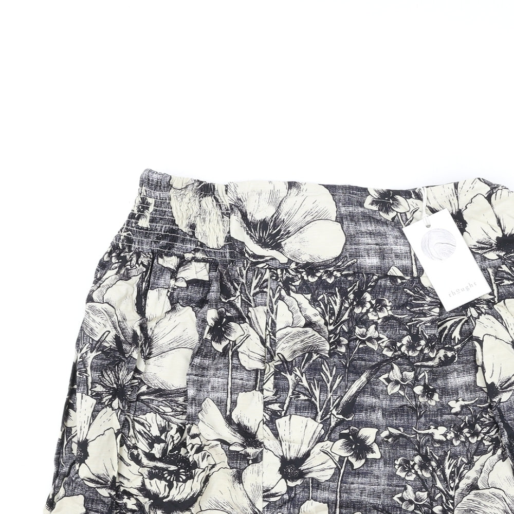 Thought Womens Blue Floral Cotton Straight & Pencil Skirt Size L