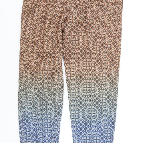 H&M Womens Multicoloured Geometric Polyester Trousers Size XS Relaxed