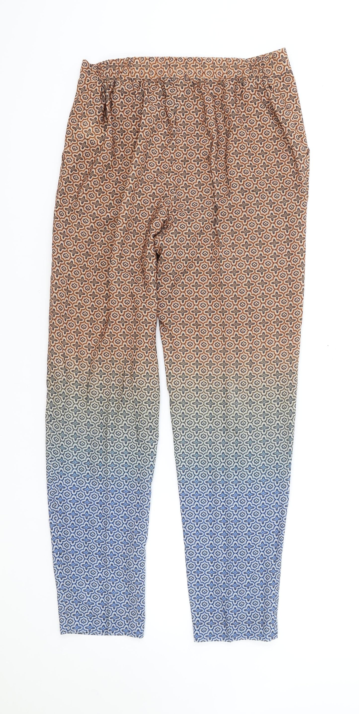 H&M Womens Multicoloured Geometric Polyester Trousers Size XS Relaxed