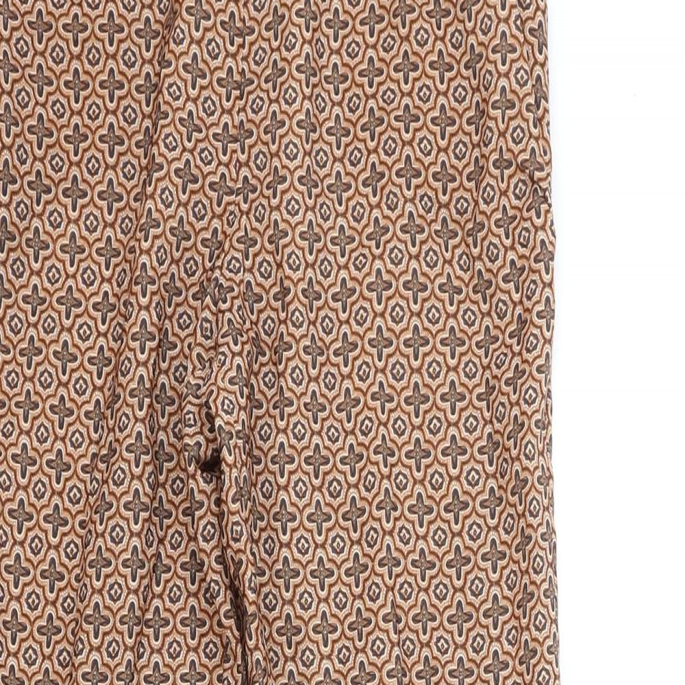 H&M Womens Multicoloured Geometric Polyester Trousers Size XS Relaxed