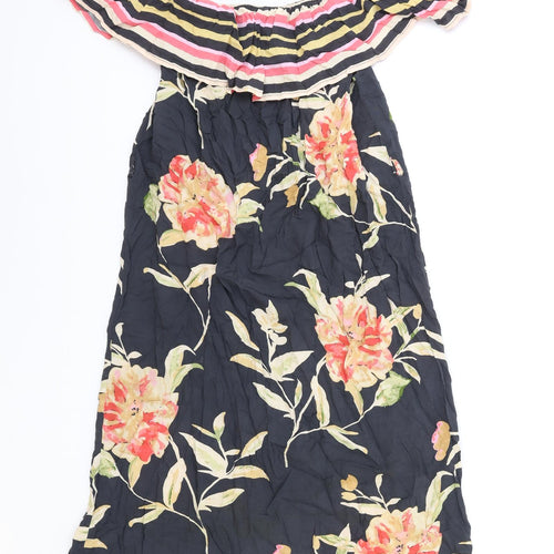 Atmosphere Womens Black Floral Polyester Shift Size 12 Off the Shoulder Pullover