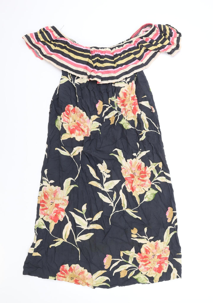 Atmosphere Womens Black Floral Polyester Shift Size 12 Off the Shoulder Pullover