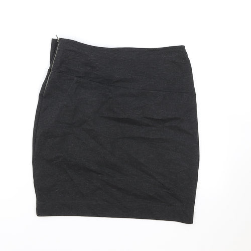 French Connection Womens Grey Viscose Straight & Pencil Skirt Size 10 Zip