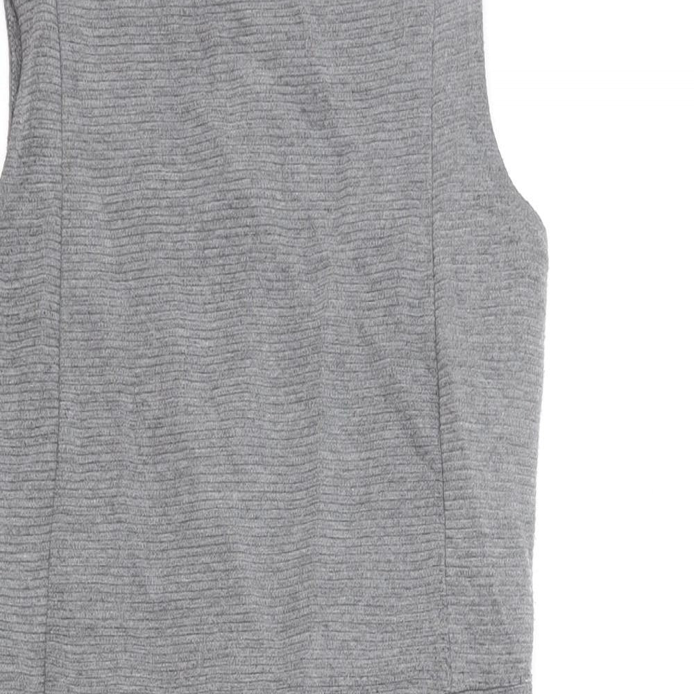 TU Womens Grey Polyester Pencil Dress Size 8 Boat Neck Zip