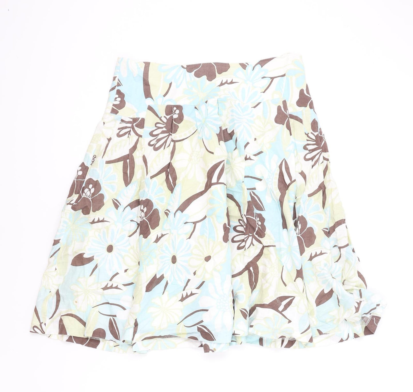 Coast Womens Blue Floral Cotton Swing Skirt Size 12 Zip