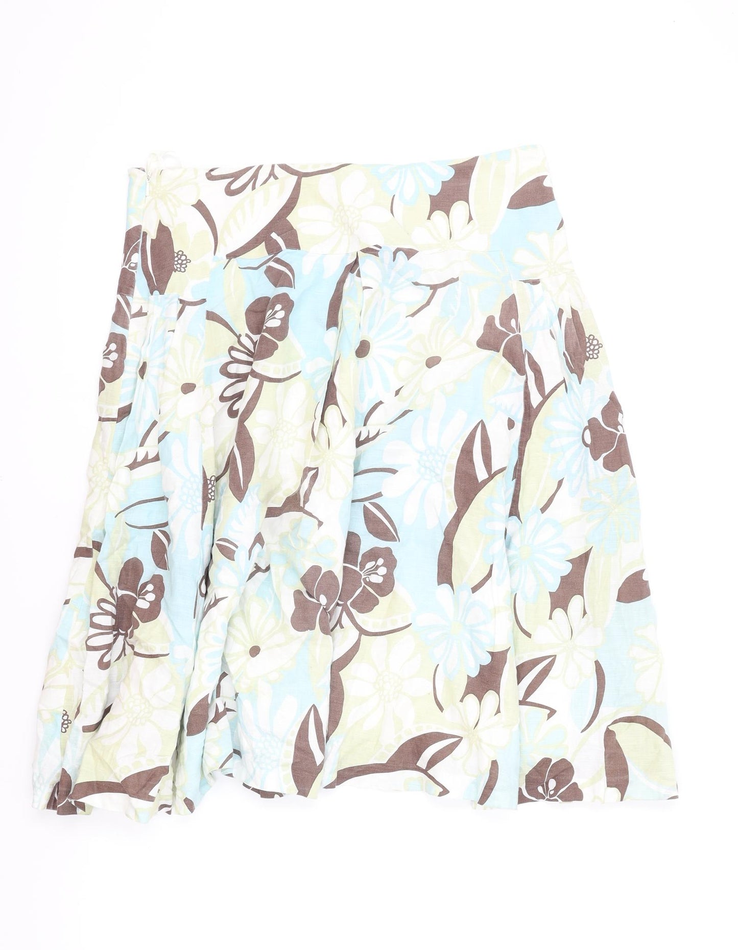 Coast Womens Blue Floral Cotton Swing Skirt Size 12 Zip